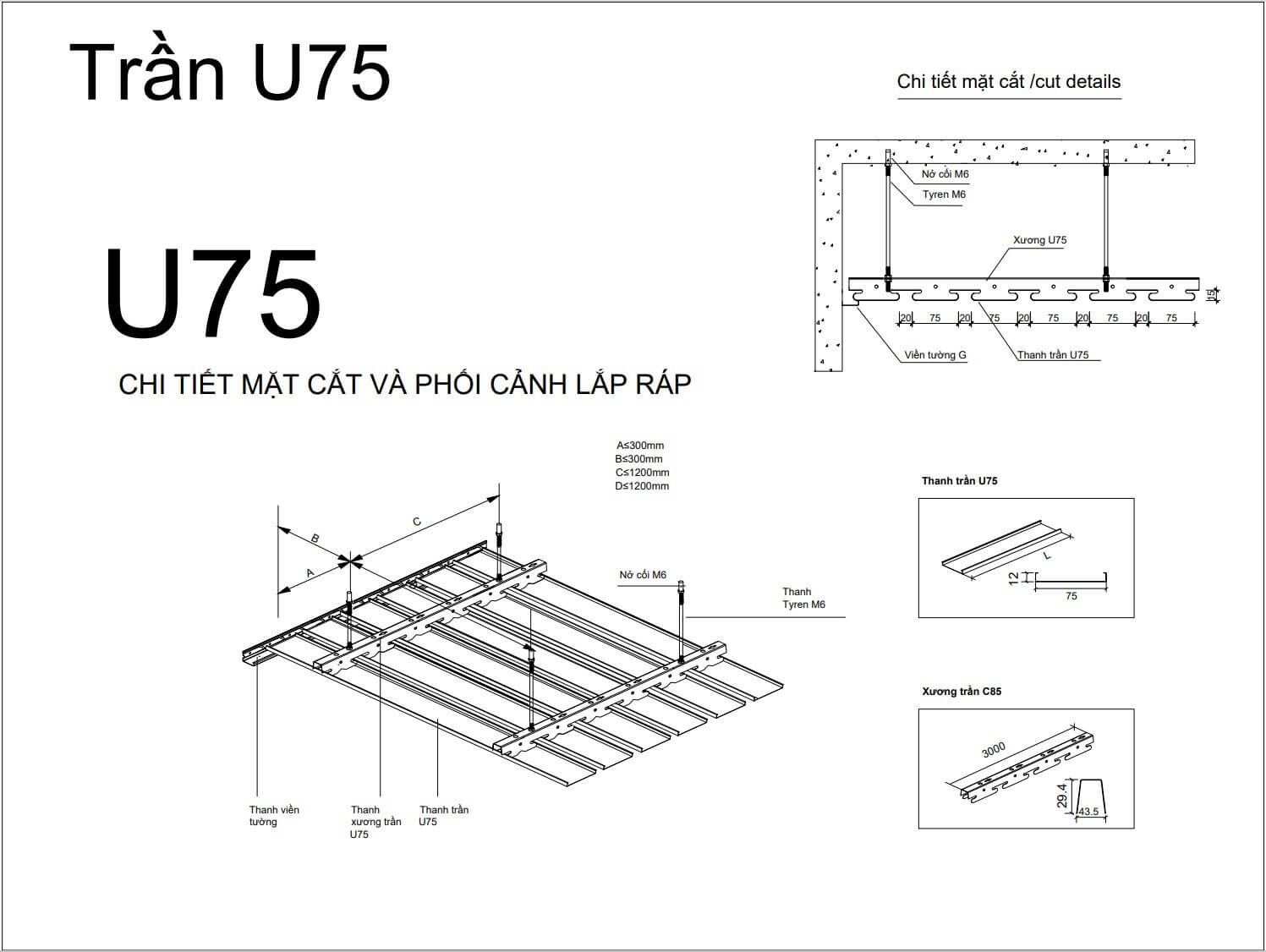 Chi tiết Xương gài U75